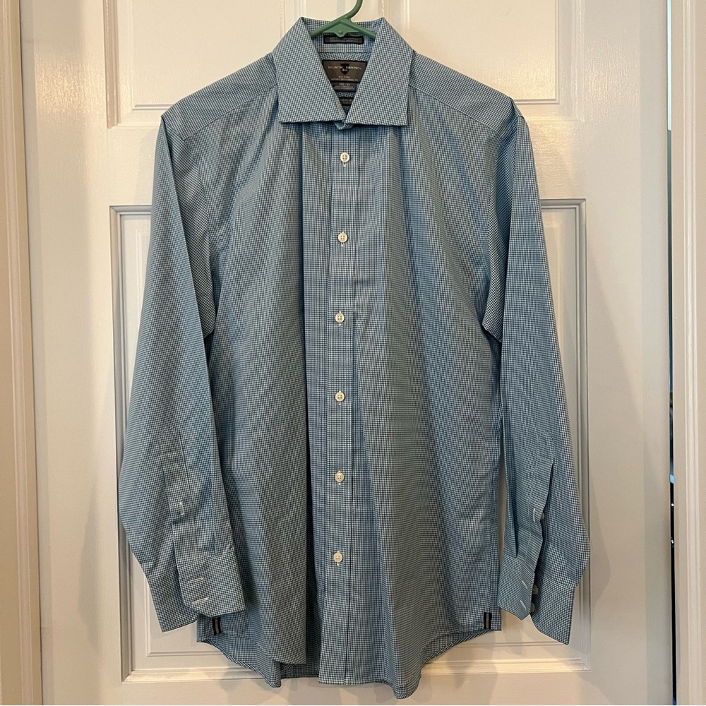 Black Brown 1826 Slim-Fit Checkered Dress Shirt 15.5-33